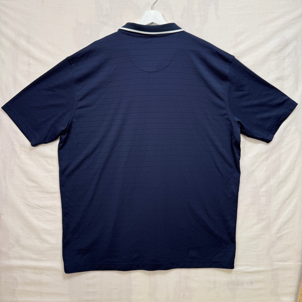 Callaway Polo Shirt Mens XXL Navy Blue Opti-Dri Textured Stripe Tipped Collar - Picture 6 of 10
